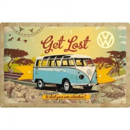 Pločevinasta ploščica 40 x 60 "VW Bulli Let's Get Lost"