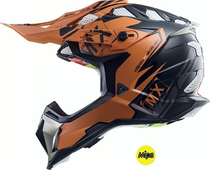 Motocross čelada LS2 SUBVERTER EMPEROR, črna/oranžna (MX470)