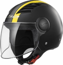 Odprta JET čelada z vizirjem LS2 AIRFLOW METROPOLIS, črna/rumena (OF562)