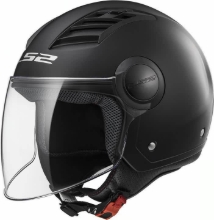 Odprta JET čelada z vizirjem LS2 AIRFLOW SOLID, mat črna (OF562)