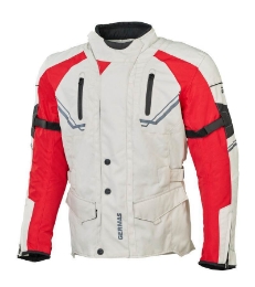 Motoristična jakna GERMAS Taylor, bela/rdeča