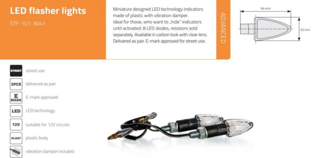 Univerzalni mini LED smerniki STF-3041 / 8 LED diod  (par), karbon