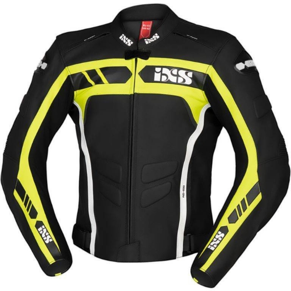 Športna motoristična usnjena jakna iXS RS-600 1.0, črna/rumena