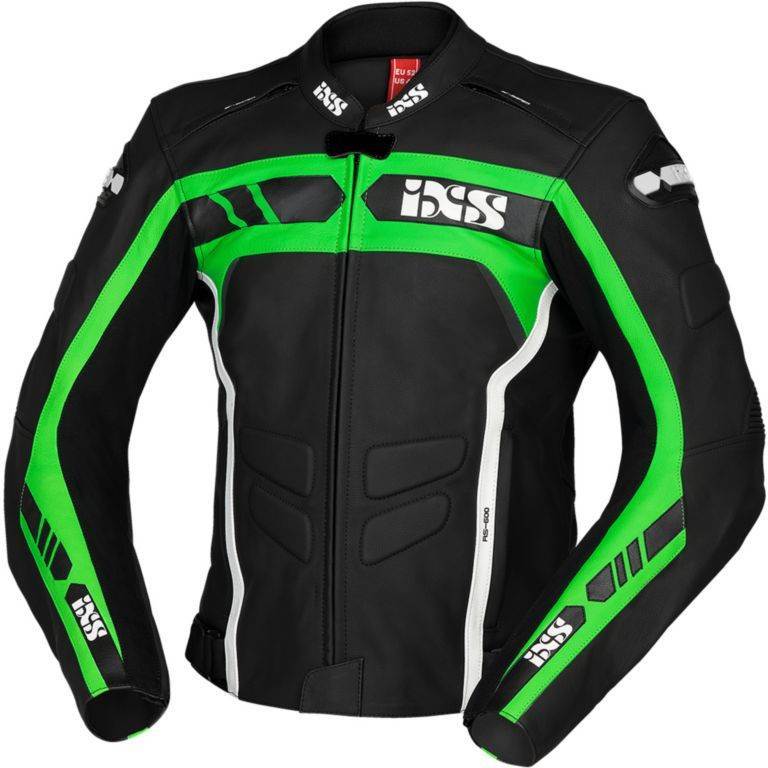 Športna motoristična usnjena jakna iXS RS-600 1.0, črna/zelena