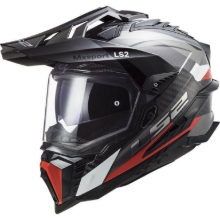 Motoristična adventure čelada LS2 Explorer karbon Frontier (MX701), titan/rdeča