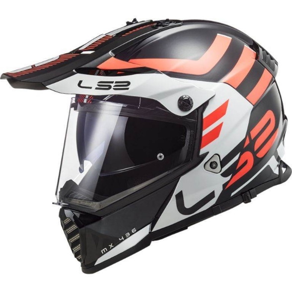 Motocross/enduro čelada z vizirjem LS2 Pioneer EVO Adventurer (MX436), črna/bela