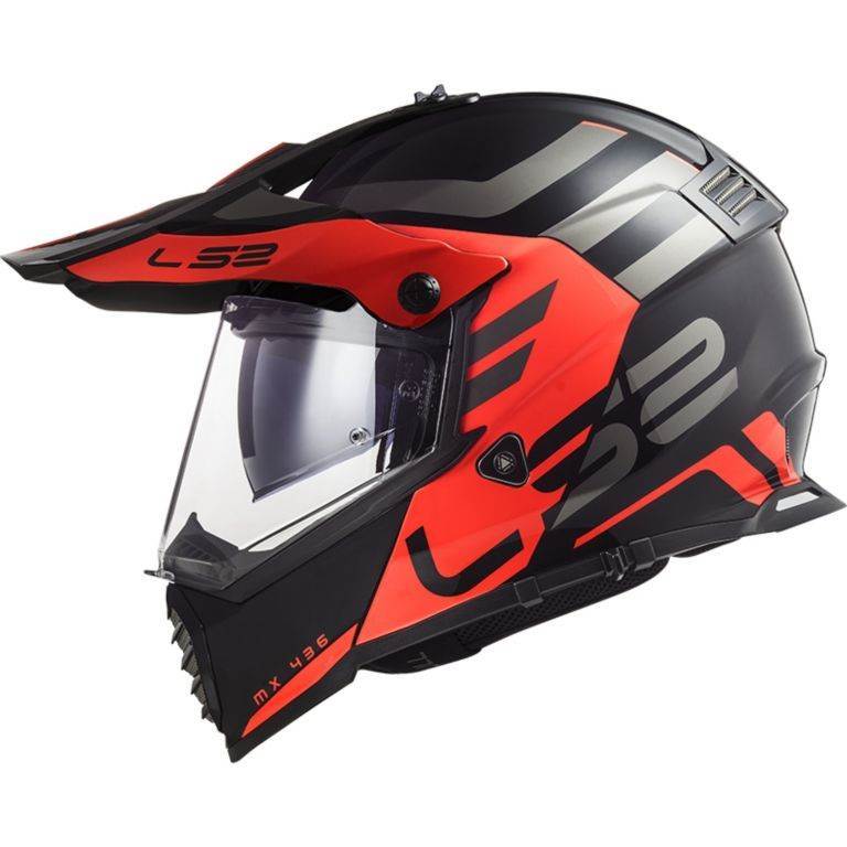 Motocross/enduro čelada z vizirjem LS2 Pioneer EVO Adventurer (MX436), črna/oran