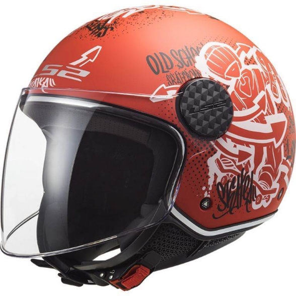 Odprta JET čelada z vizirjem LS2 Sphere LUX Skater (OF558), rdeča