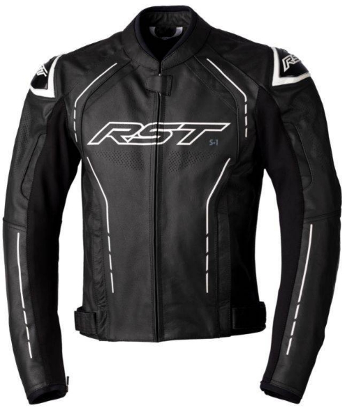 Športna usnjena motoristična jakna RST S1, črna/bela
