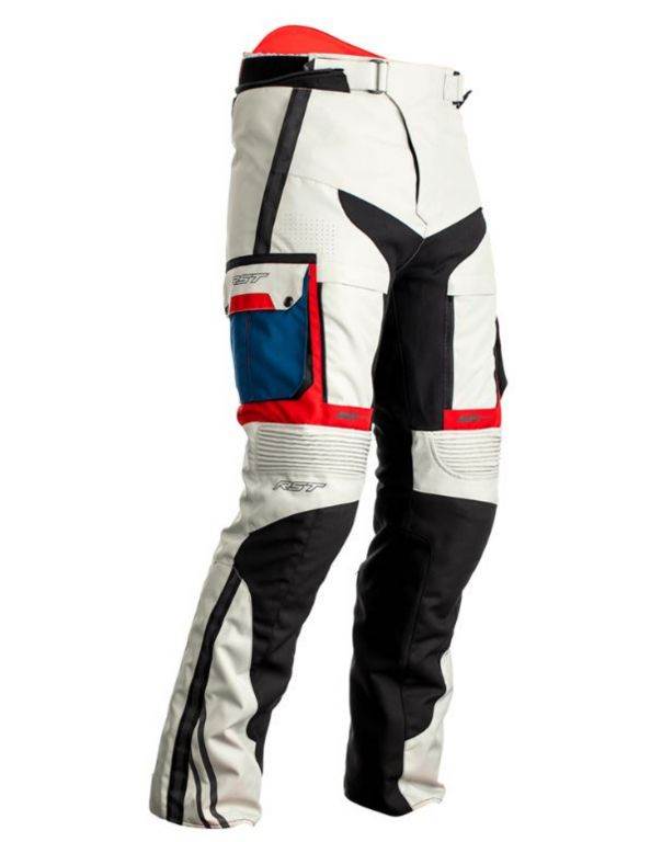 Adventure motoristične hlače RST Adventure-X PRO, bele/modre/rdeče