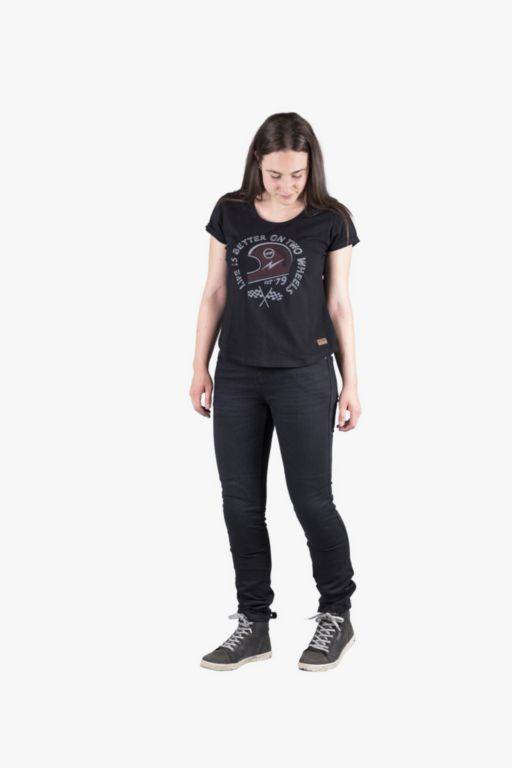 Ženska majica s kratkimi rokavi iXS On Two Wheels, črna