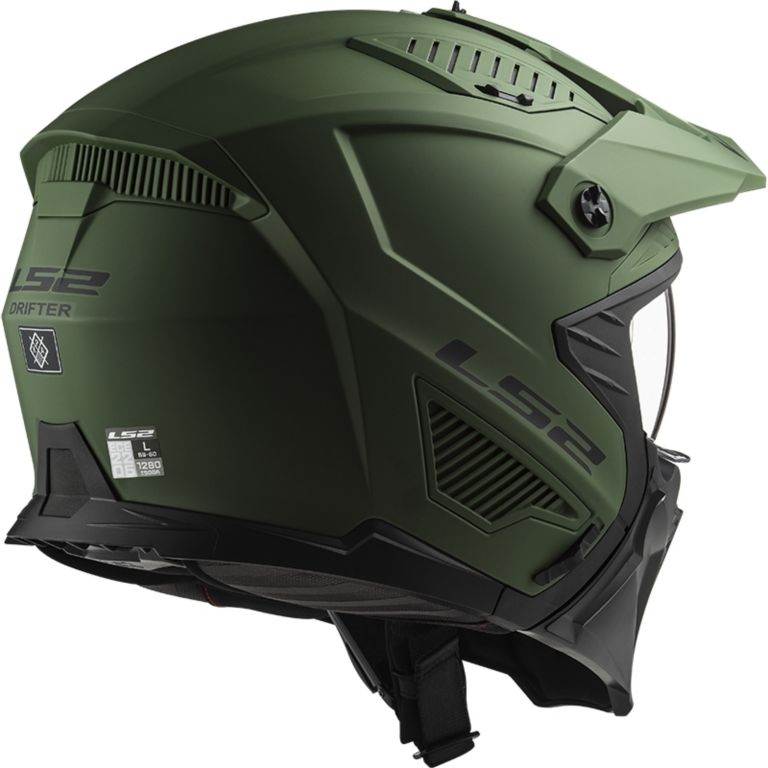 Modularna motoristična čelada LS2 Drifter Solid (OF606), vojaško zelena