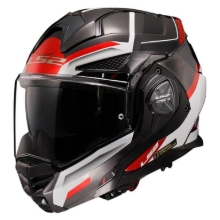 Preklopna motoristična čelada LS2 Advant X Spectrum (FF901), črna/bela/rdeča