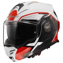 Preklopna motoristična čelada LS2 Advant X Metryk (FF901), bela/rdeča