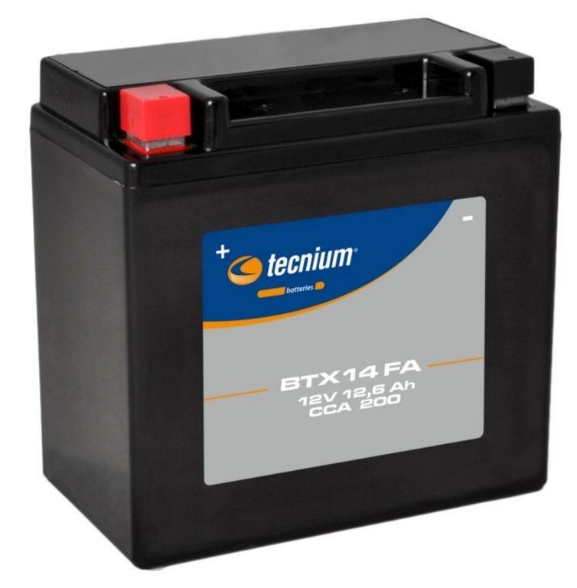 Tovarniško aktiviran akumulator Tecnium BTX14 (YTX14), 12V/200A - 12,6 Ah