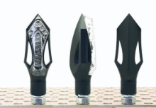 Univerzalni LED smerniki za motor Vparts Arrow (2 kos), črni/prozorna leča
