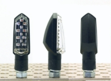 Univerzalni LED smerniki za motor Vparts Bud (2 kos), črni/prozorna leča