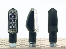 Univerzalni LED smerniki za motor Vparts Bud (2 kos), črni/prozorna leča