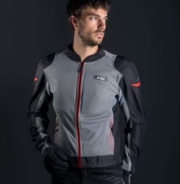 Poletna motoristična jakna LS2 Airy, siva/rdeča