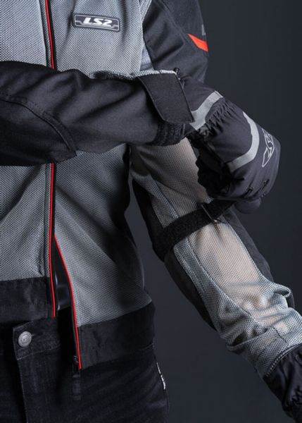 Poletna motoristična jakna LS2 Airy, siva/rdeča