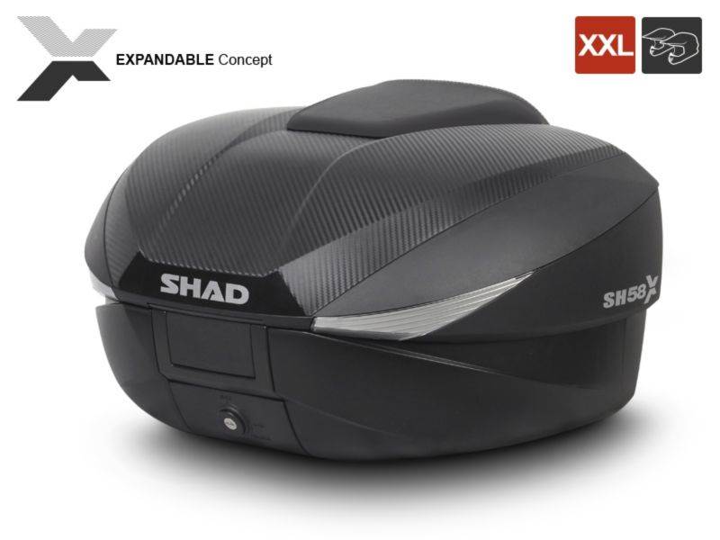 Nastavljiv kovček za motor SHAD SH58X Premium Smart Lock (46-58 L) z naslonom