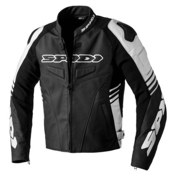 Športna usnjena motoristična jakna Spidi Track Warrior, črna/bela