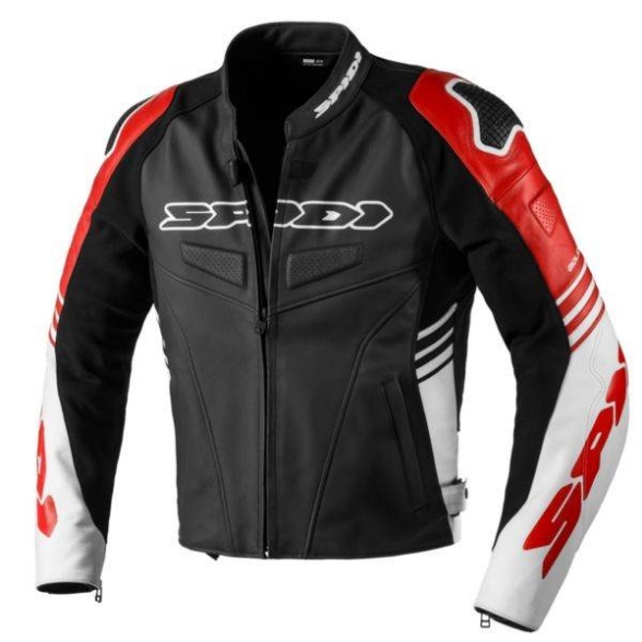 Športna usnjena motoristična jakna Spidi Track Warrior, črna/rdeča