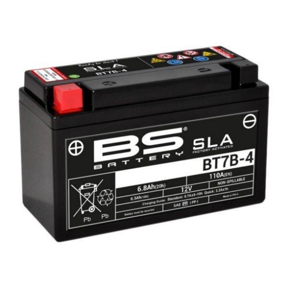 Tovarniško aktiviran akumulator BS-Battery BT7B-4 SLA, 12V/6,8Ah- 110A