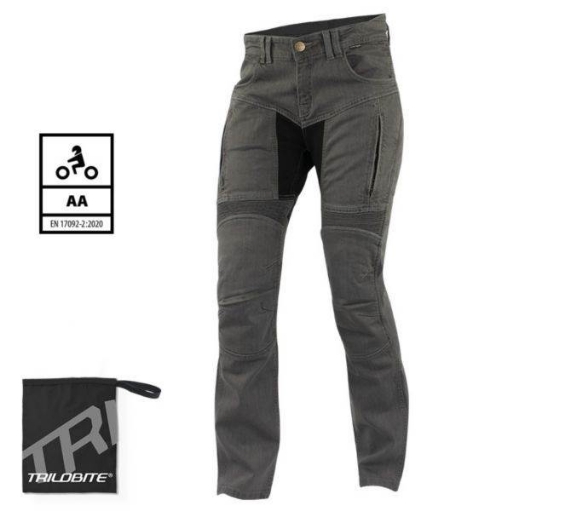 Ženske motoristične jeans hlače Trilobite Parado 661 - regular fit, sive