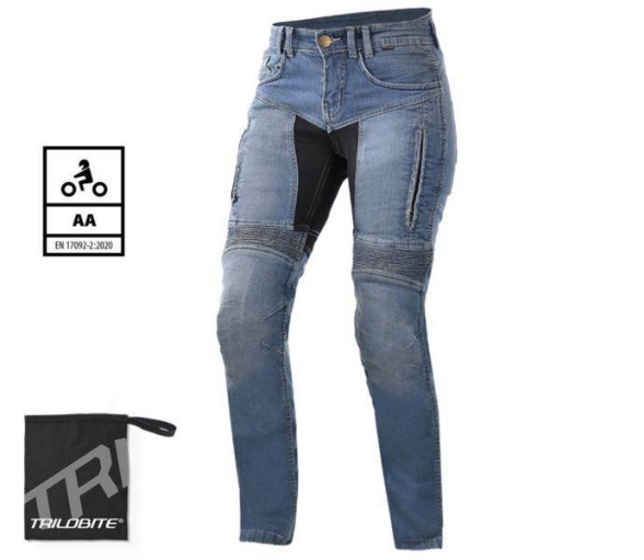 Ženske motoristične jeans hlače Trilobite Parado 661 - slim fit, modre
