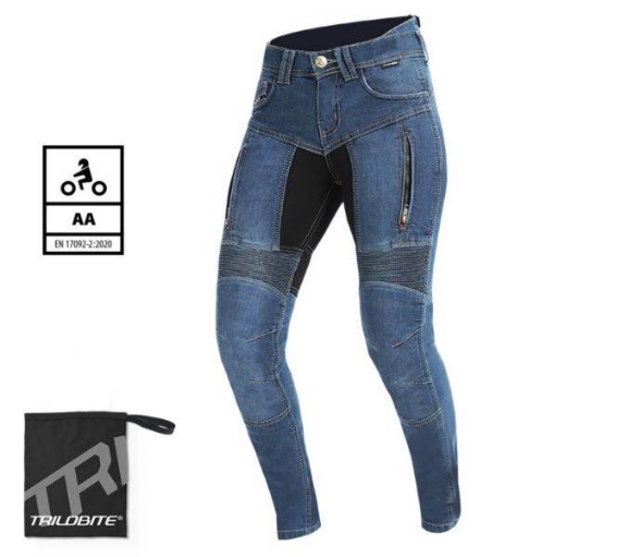 Ženske motoristične jeans hlače Trilobite Parado 661 - skinny fit, modre