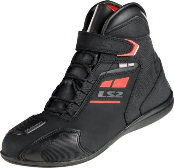 Vodoodporni motoristični čevlji LS2 Garra, črni/rdeči