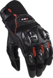 Kratke športne motoristične rokavice LS2 Spark II Leather, črne/rdeče