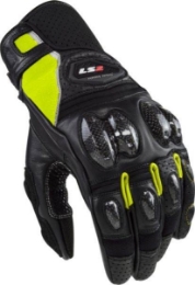 Kratke športne motoristične rokavice LS2 Spark II Leather, črne/rumene