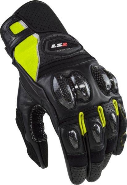 Kratke športne motoristične rokavice LS2 Spark II Leather, črne/rumene