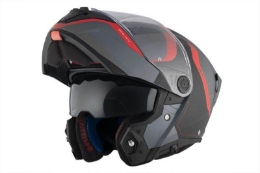 Preklopna motoristična čelada MT Helmets Atom 2 SV Emalla, siva/črna/rdeča