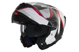 Preklopna motoristična čelada MT Helmets Atom 2 SV Emalla, bela/črna/rdeča