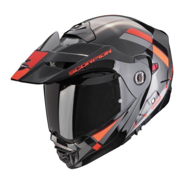 Adventure preklopna motoristična čelada Scorpion ADX-2 Galane, srebrna/rdeča