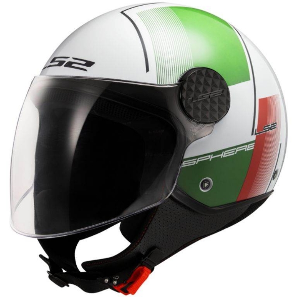 Motoristična čelada za skuter LS2 Sphere Lux II Firm (OF558), bela/rdeča/zelena
