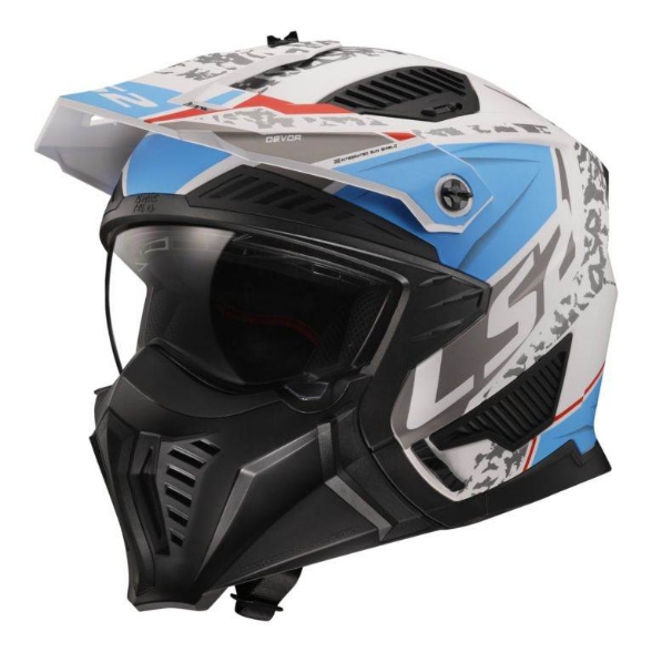 Modularna motoristična čelada LS2 Drifter 3in1 Devor (OF606), bela/modra