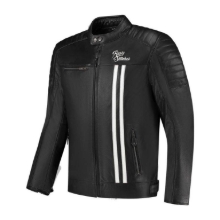 Urbana usnjena motoristična jakna Rusty Stitches Jacket Cooper, črna/bela