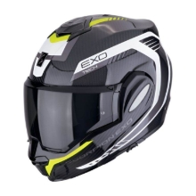 Karbonska preklopna motoristična čelada Scorpion EXO-Tech EVO Cosy, črna/rumena