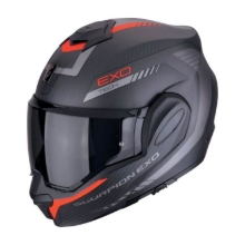 Karbonska preklopna motoristična čelada Scorpion EXO-Tech EVO Cosy, črna/rdeča
