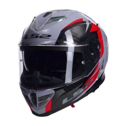 Motoristična čelada LS2 Storm III Dynamo (FF818), siva/rdeča