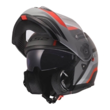 Preklopna čelada za motor LS2 Strobe II Monza (FF908), črna/siva/rdeča