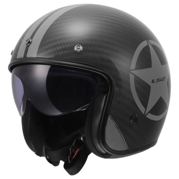 Retro karbonska jet čelada za skuter LS2 BOB II Star (OF601), siva