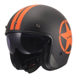 Retro karbonska jet čelada za skuter LS2 BOB II Star (OF601), oranžna