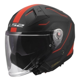 Jet čelada za skuter LS2 Infinity II Veyron (OF603), siva/rdeča