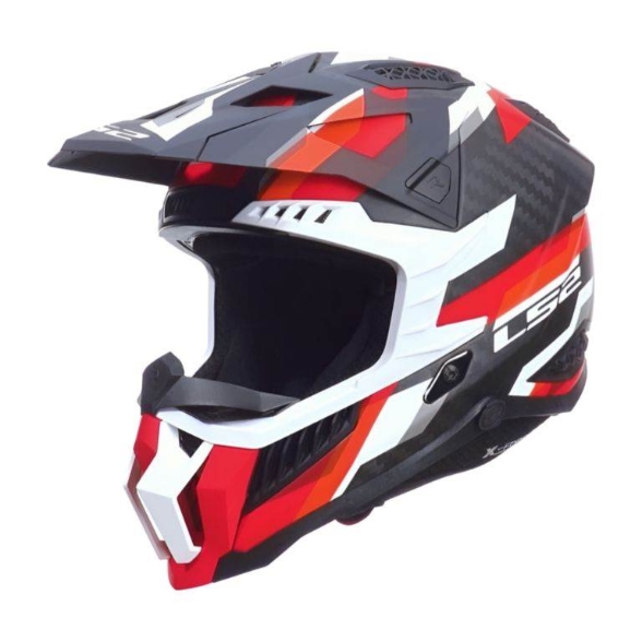 Karbonska motokros čelada LS2 X-Force Phantom (MX703), črna/oranžna/rdeča