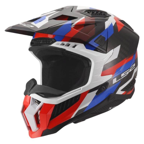 Karbonska motokros čelada LS2 X-Force Phantom (MX703), bela/modra/rdeča